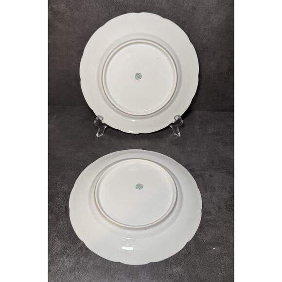 Bassett Limoges Austria Pink Roses - Set of 2 - Scalloped Plates 9.5" - Picture 5 of 5